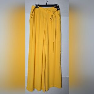 NWT 7th Avenue Design Studio Size 14 Stripe Palazzo Wide Leg Yellow Pants Rayon